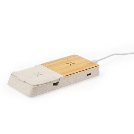 Chargeur Éco-responsable et Pratique Sans Fil Personnalisé Barichen Matières : ABS Couleurs : naturel cadeau entreprise pas cher