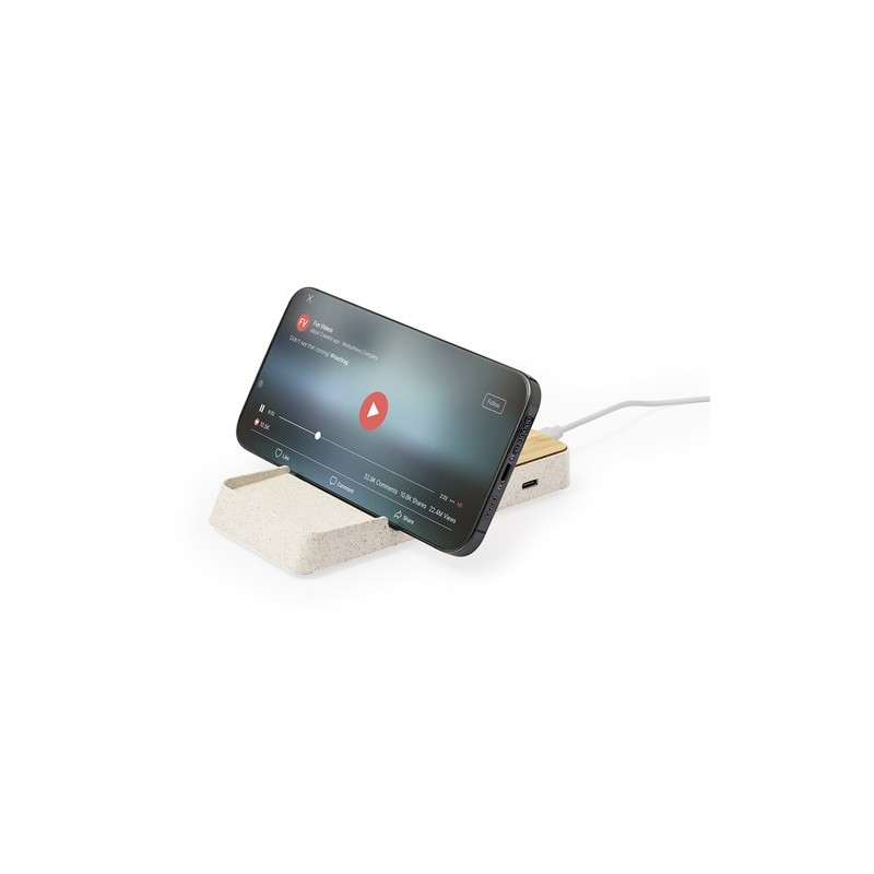 Chargeur Éco-responsable et Pratique Sans Fil Personnalisé Barichen Matières : ABS Couleurs : naturel marquage laser ultra préci