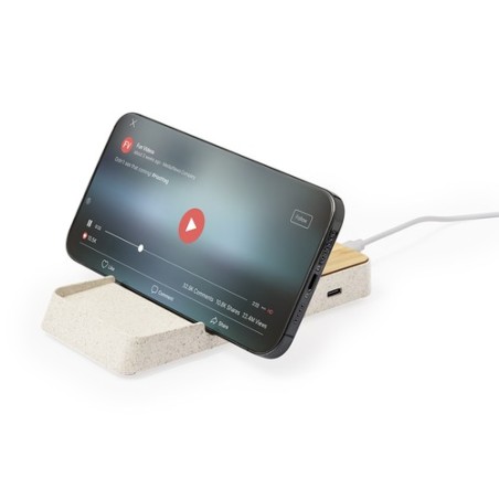 Chargeur Éco-responsable et Pratique Sans Fil Personnalisé Barichen Matières : ABS Couleurs : naturel marquage laser ultra préci