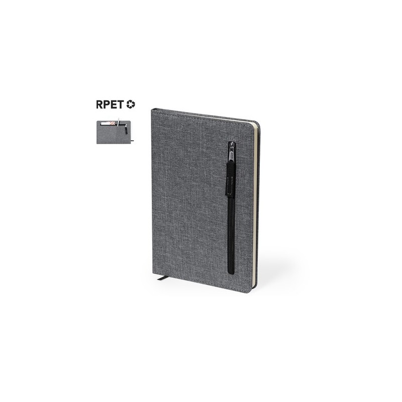 Bloc-notes personnalisé  en RPET - Cesful Matières : PET recyclé Couleurs : gris personnalisable avec votre logo