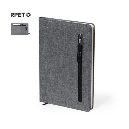 Bloc-notes personnalisé  en RPET - Cesful Matières : PET recyclé Couleurs : gris personnalisable avec votre logo