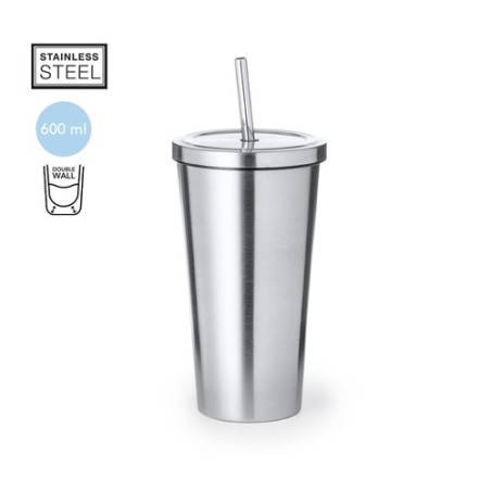 Mug Isotherme Personnalisé Éco-responsable - Verre Thermique Moder pas cher Matières : acier inoxydable Couleurs : argenté perso