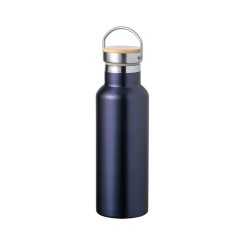 Bidon Thermique Personnalisé Luxe Naxel pas cher Matières : bambou Couleurs : noir marquage couleur éclatante
