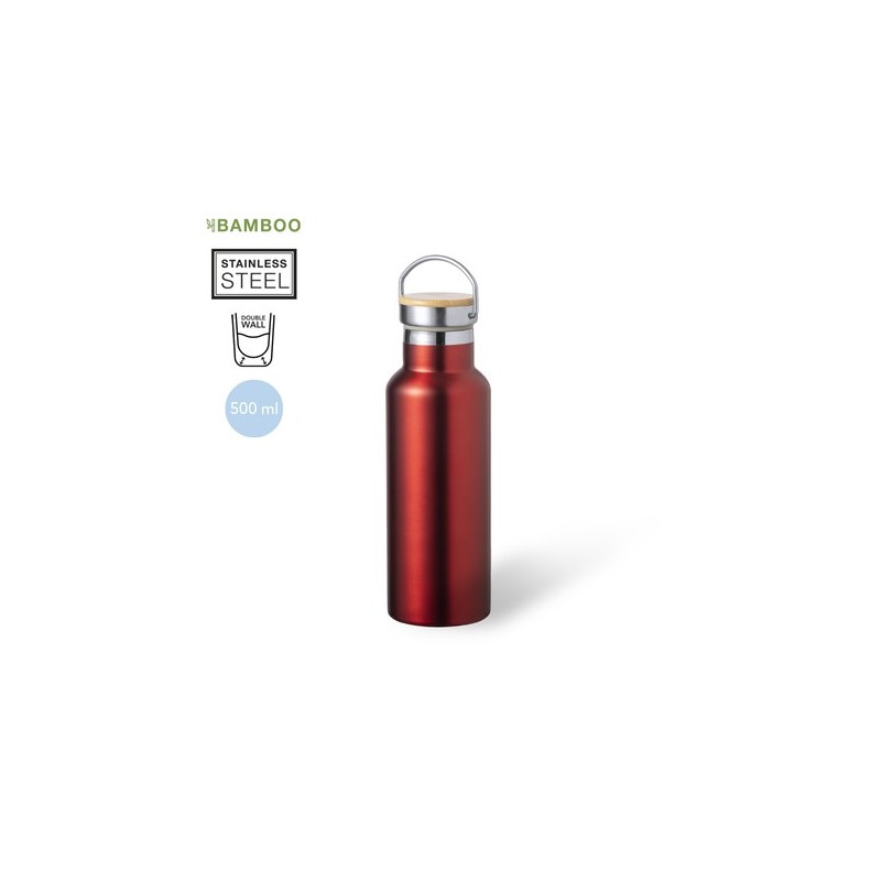 Bidon Thermique Personnalisé Luxe Naxel pas cher Matières : bambou Couleurs : bleu marine livraison express 24h 48h