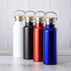 Bidon Thermique Personnalisé Luxe Naxel pas cher Matières : bambou Couleurs : rouge accessoire événementiel unique