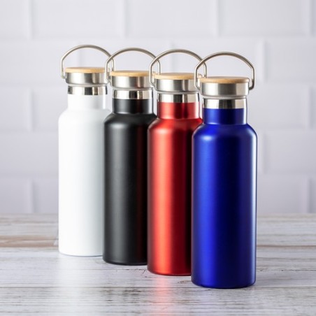 Bidon Thermique Personnalisé Luxe Naxel pas cher Matières : bambou Couleurs : rouge accessoire événementiel unique