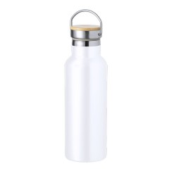Bidon Thermique Personnalisé Luxe Naxel pas cher Matières : bambou Couleurs : blanc impression logo haute qualité