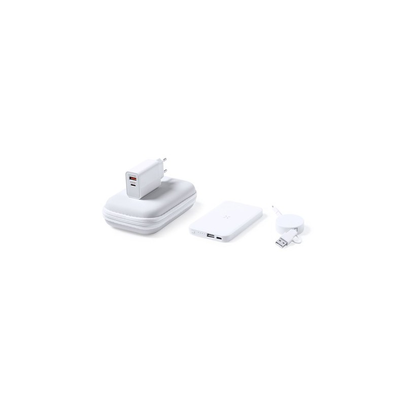 Set de Power Bank Éco-responsable Personnalisé - Accessoire High Tech Cody Couleurs : blanc