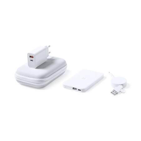 Set de Power Bank Éco-responsable Personnalisé - Accessoire High Tech Cody Couleurs : blanc