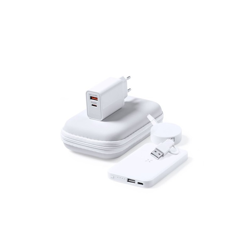 Set de Power Bank Éco-responsable Personnalisé - Accessoire High Tech Cody Couleurs : blanc personnalisable avec votre logo