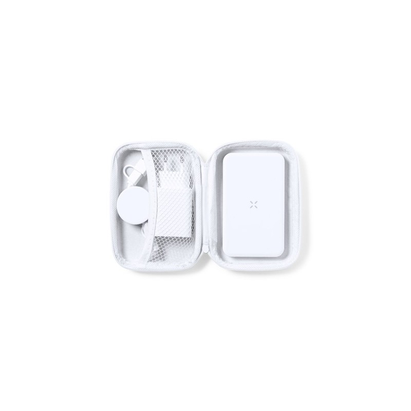 Set de Power Bank Éco-responsable Personnalisé - Accessoire High Tech Cody Couleurs : blanc cadeau entreprise pas cher