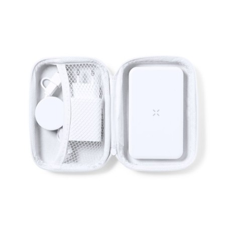 Set de Power Bank Éco-responsable Personnalisé - Accessoire High Tech Cody Couleurs : blanc cadeau entreprise pas cher