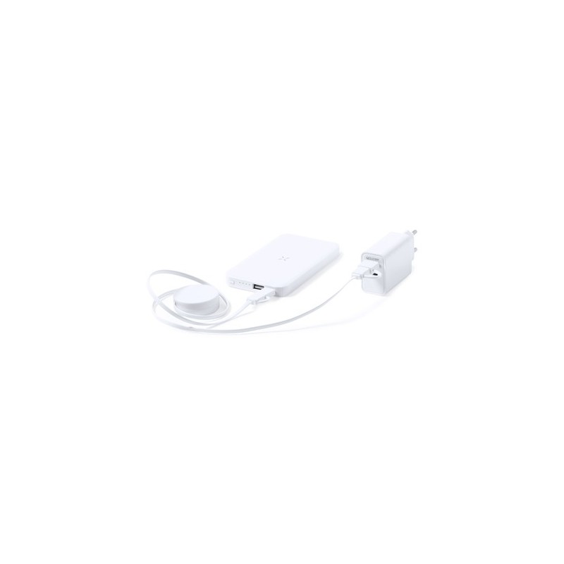 Set de Power Bank Éco-responsable Personnalisé - Accessoire High Tech Cody Couleurs : blanc impression haute définition