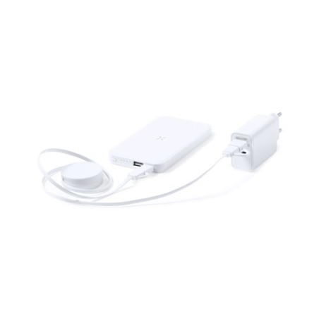 Set de Power Bank Éco-responsable Personnalisé - Accessoire High Tech Cody Couleurs : blanc impression haute définition