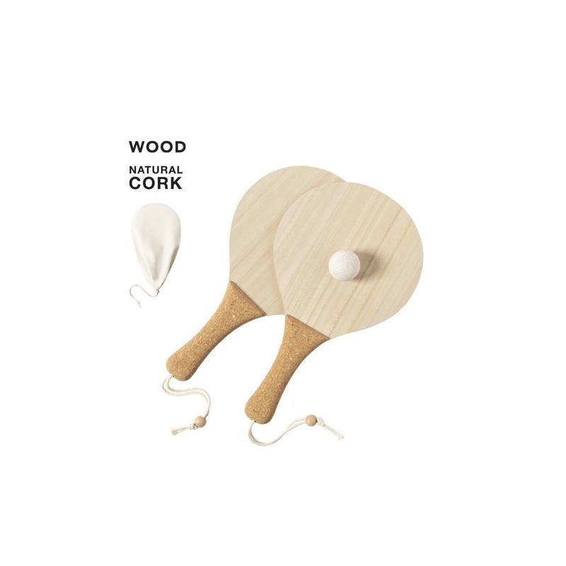 Raquette de Plage Personnalisée Éco-responsable Bubbak | Cadeau d'Entreprise Matières : bois