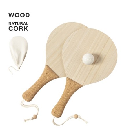 Raquette de Plage Personnalisée Éco-responsable Bubbak | Cadeau d'Entreprise Matières : bois