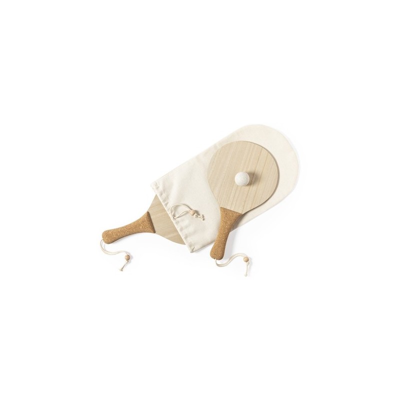 Raquette de Plage Personnalisée Éco-responsable Bubbak | Cadeau d'Entreprise Matières : bois personnalisable avec votre logo