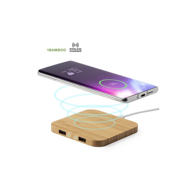 Chargeur Éco-Responsable Pratique Personnalisé Pas Cher Dumiax Matières : bambou Couleurs : naturel personnalisable avec votre l