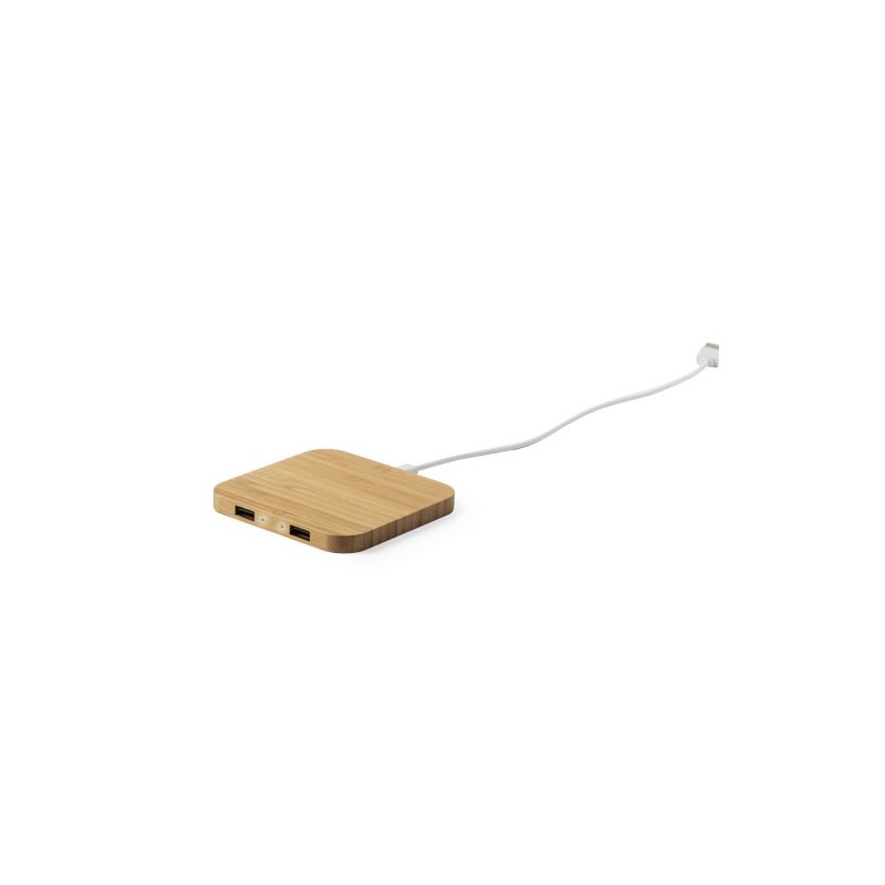 Chargeur Éco-Responsable Pratique Personnalisé Pas Cher Dumiax Matières : bambou Couleurs : naturel cadeau collaborateur premium