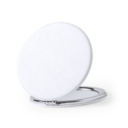 Miroir de Poche Personnalisé Élégant pas cher Plumiax Matières : PU Couleurs : blanc cadeau entreprise pas cher