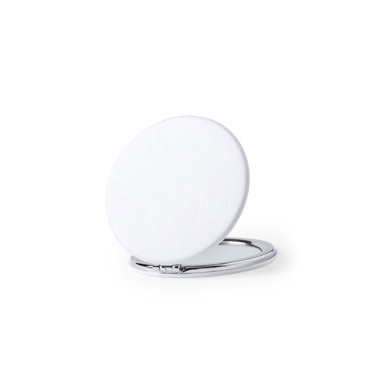 Miroir de Poche Personnalisé Élégant pas cher Plumiax Matières : PU Couleurs : blanc cadeau entreprise pas cher