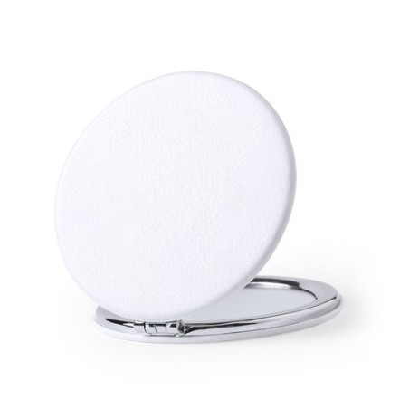 Miroir de Poche Personnalisé Élégant pas cher Plumiax Matières : PU Couleurs : blanc cadeau entreprise pas cher