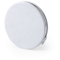 Miroir de Poche Personnalisé Élégant pas cher Plumiax Matières : PU Couleurs : blanc marquage laser ultra précis