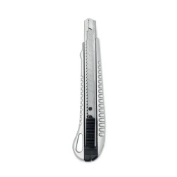 Cutter rétractable en aluminium pratique personnalisé - TRACTA Matières : aluminium Couleurs : argenté cadeau entreprise pas che