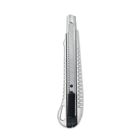 Cutter rétractable en aluminium pratique personnalisé - TRACTA Matières : aluminium Couleurs : argenté cadeau entreprise pas che
