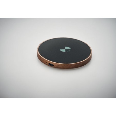 Chargeur sans fil  15W en acacia - ACAWAI Matières : bois Couleurs : noir goodies publicitaire événementiel