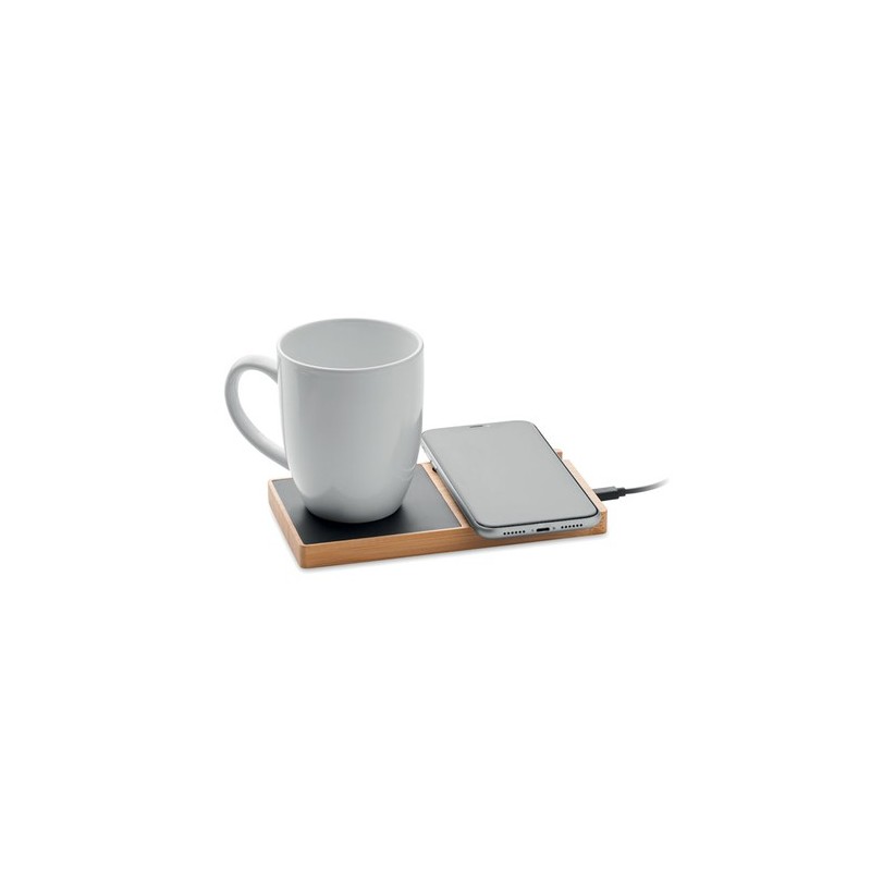 Chargeur sans fil pratique et personnalisé chauffe-mug - SIBIT Matières : bambou Couleurs : bois personnalisable avec votre logo