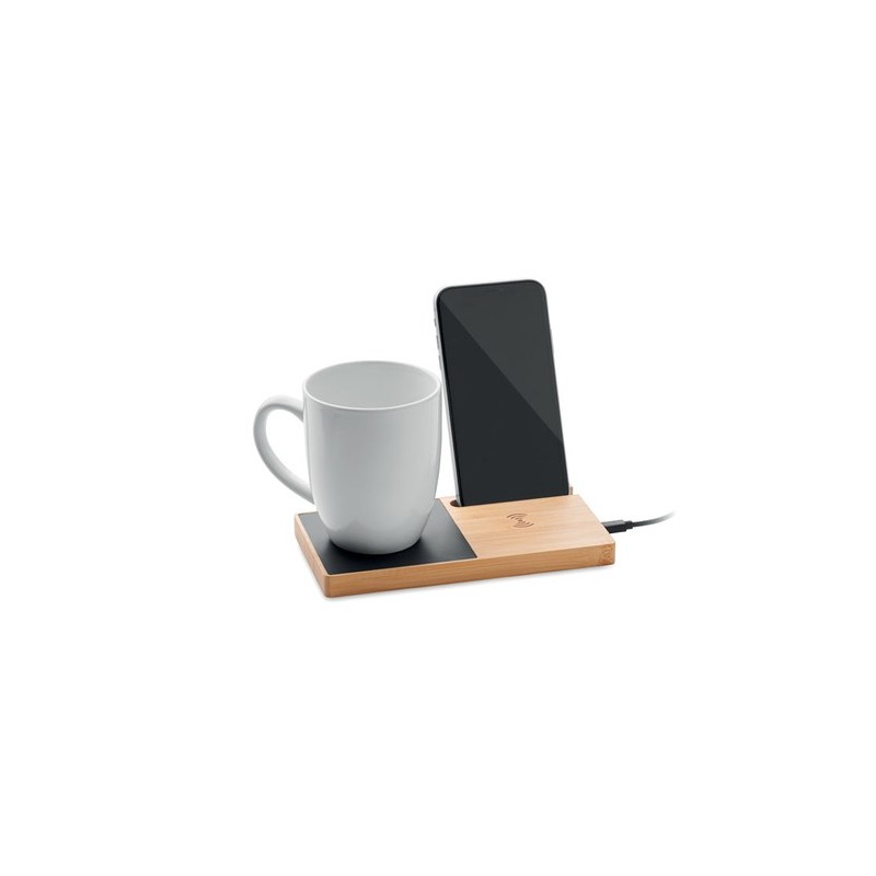 Chargeur sans fil pratique et personnalisé chauffe-mug - SIBIT Matières : bambou Couleurs : bois impression haute définition
