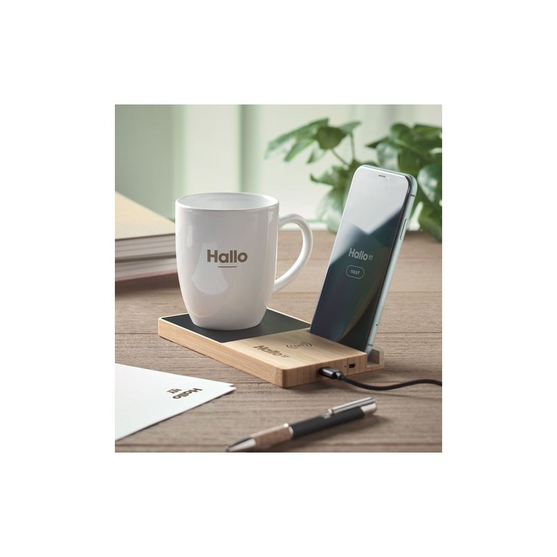 Chargeur sans fil pratique et personnalisé chauffe-mug - SIBIT Matières : bambou Couleurs : bois marquage laser ultra précis