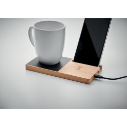 Chargeur sans fil pratique et personnalisé chauffe-mug - SIBIT Matières : bambou Couleurs : bois objet promotionnel éco-responsa