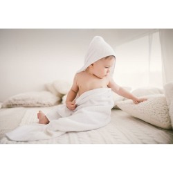 Cape de bain personnalisée en coton - HUGME Matières : coton Couleurs : blanc goodies publicitaire événementiel