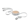Câble de charge USB rétractable personnalisé pratique et élégant - TOGOBAM Matières : bambou Couleurs : blanc