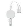 Câble de charge USB rétractable personnalisé pratique et élégant - TOGOBAM Matières : bambou Couleurs : blanc personnalisable av