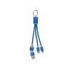 Câble de charge 4 en 1 personnalisé bleu - Objets publicitaires Matières : aluminium Couleurs : bleu royal personnalisable avec 