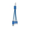 Câble de charge 4 en 1 personnalisé bleu - Objets publicitaires Matières : aluminium Couleurs : bleu royal impression haute défi