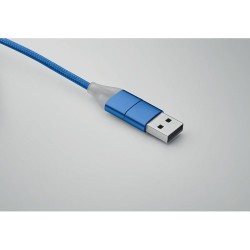 Câble de charge 4 en 1 personnalisé bleu - Objets publicitaires Matières : aluminium Couleurs : bleu royal livraison express 24h
