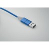 Câble de charge 4 en 1 personnalisé bleu - Objets publicitaires Matières : aluminium Couleurs : bleu royal livraison express 24h