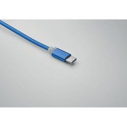 Câble de charge 4 en 1 personnalisé bleu - Objets publicitaires Matières : aluminium Couleurs : bleu royal marquage couleur écla
