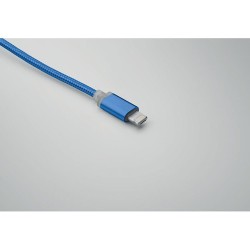 Câble de charge 4 en 1 personnalisé bleu - Objets publicitaires Matières : aluminium Couleurs : bleu royal cadeau entreprise pas