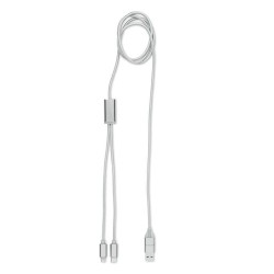 Câble de Charge Long Personnalisé 2 en 1 - CABLONG Matières : aluminium Couleurs : argenté