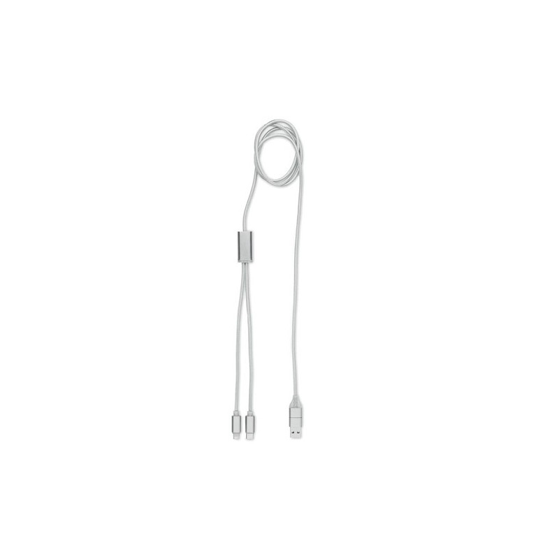 Câble de Charge Long Personnalisé 2 en 1 - CABLONG Matières : aluminium Couleurs : argenté