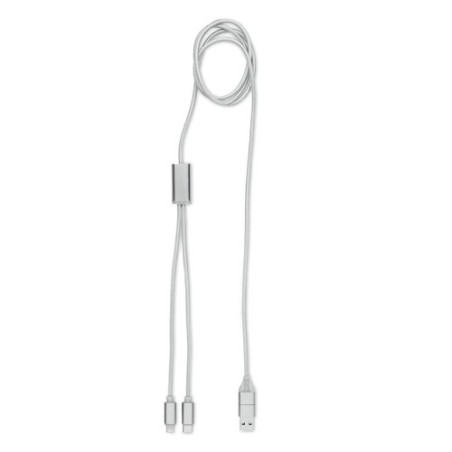 Câble de Charge Long Personnalisé 2 en 1 - CABLONG Matières : aluminium Couleurs : argenté