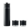 Set Pratique de Bouteille Isotherme Personnalisée et 2 Gobelets SHARM Matières : acier inoxydable Couleurs : noir cadeau entrepr