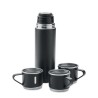 Set Pratique de Bouteille Isotherme Personnalisée et 2 Gobelets SHARM Matières : acier inoxydable Couleurs : noir goodies public