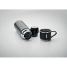 Set Pratique de Bouteille Isotherme Personnalisée et 2 Gobelets SHARM Matières : acier inoxydable Couleurs : noir livraison expr
