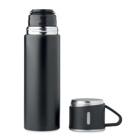 Bouteille Isotherme Personnalisée 420 ml TONIA Matières : acier inoxydable Couleurs : noir marquage laser ultra précis